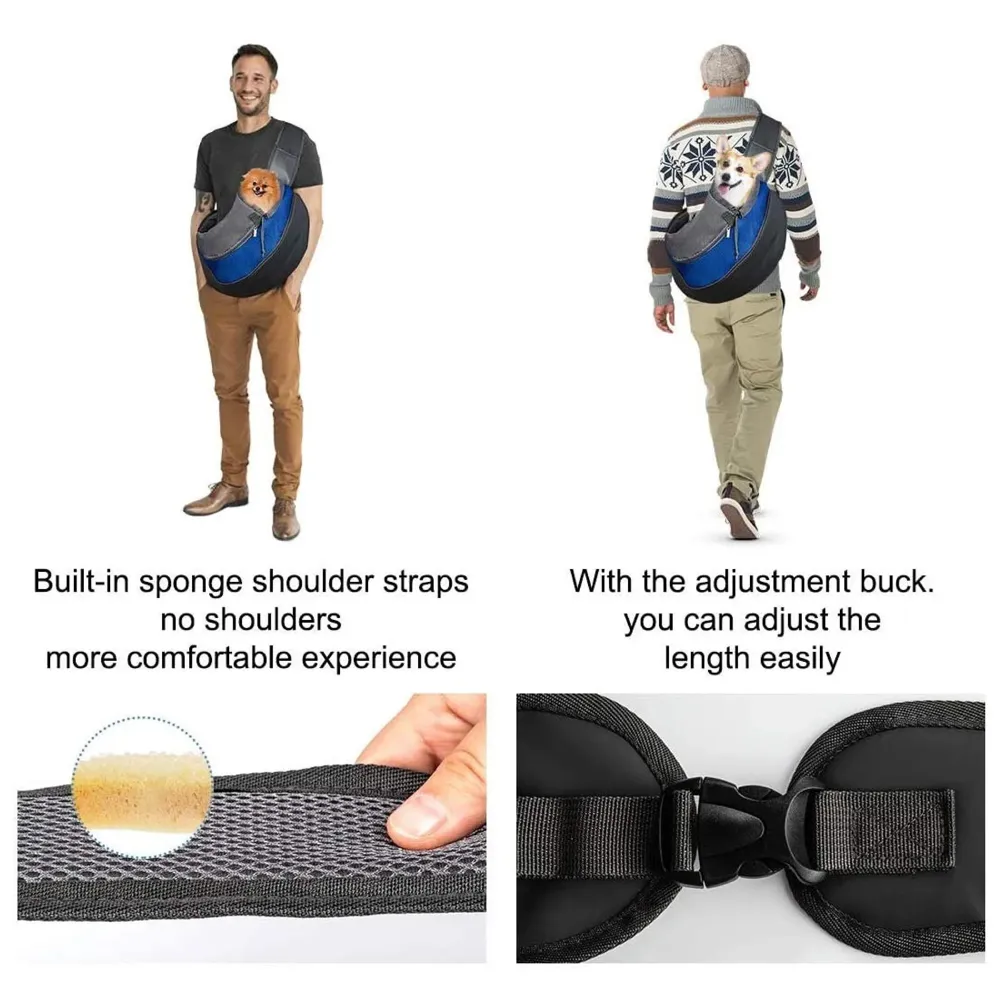 24x7 eMall® Pet Sling Carrier - Small Dog Cat Sling Pet Carrier Bag Safe Comfortable Adjustable Pouch Single Shoulder Carry Tote Handbag for Pets Upto 10 Kgs. (Blue) 18 x10 Inch - 6