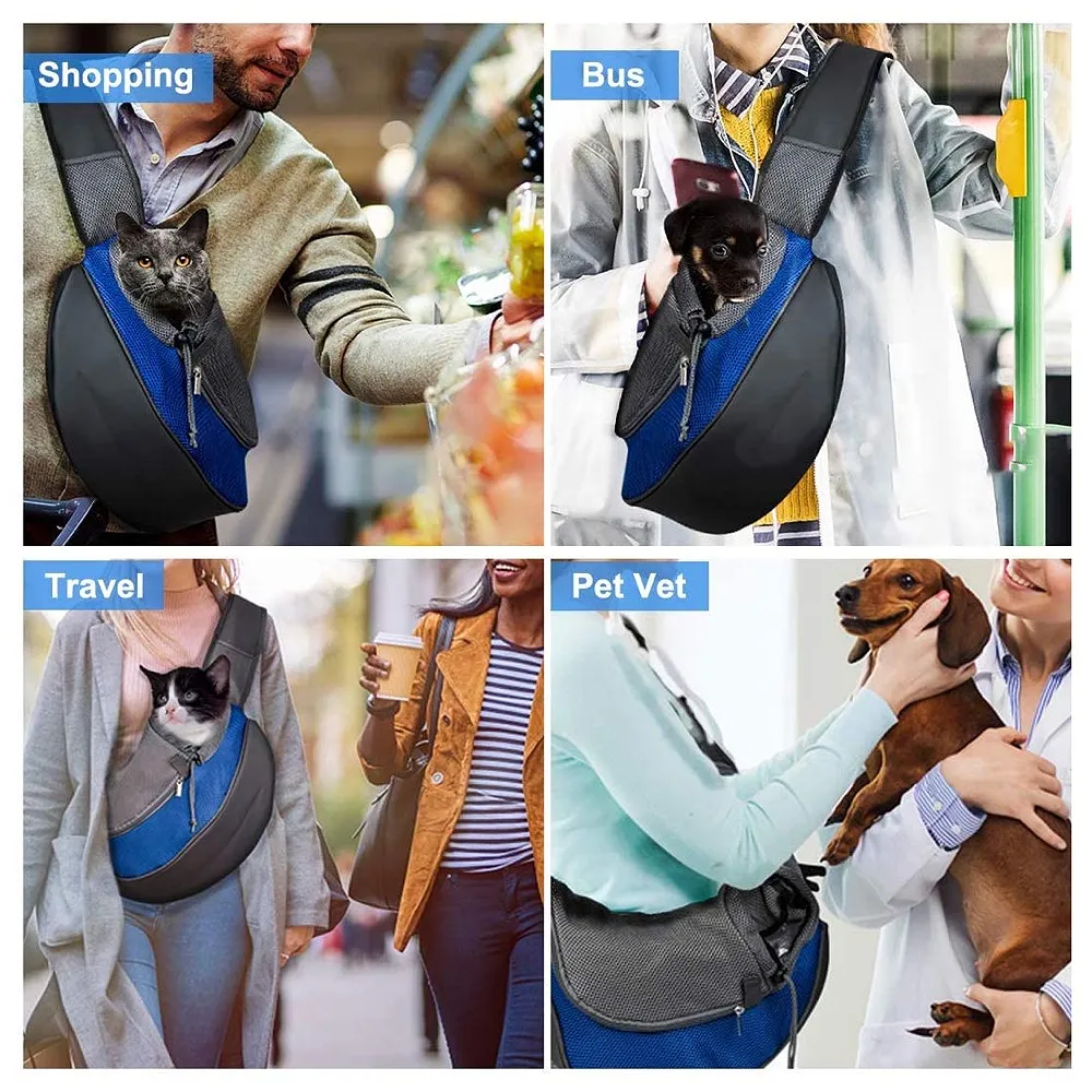 Pet Sling Carrier Bag 18 x 10 Inch Blue for Dog Cat Upto 10 Kg Premium