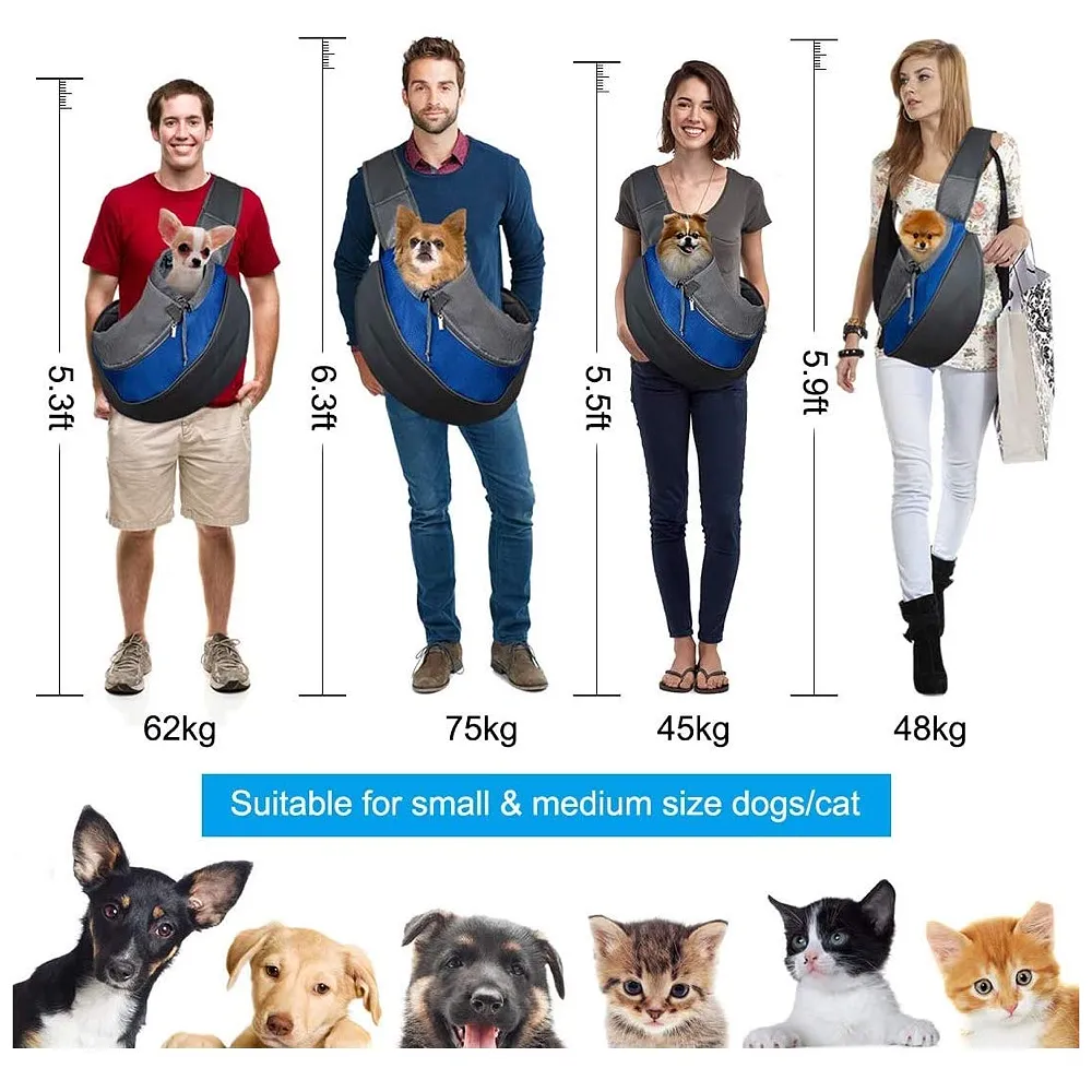 Pet Sling Carrier Bag 18 x 10 Inch Blue for Dog Cat Upto 10 Kg Premium