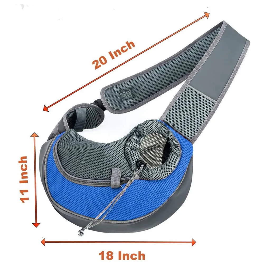 24x7 eMall® Pet Sling Carrier - Small Dog Cat Sling Pet Carrier Bag Safe Comfortable Adjustable Pouch Single Shoulder Carry Tote Handbag for Pets Upto 10 Kgs. (Blue) 18 x10 Inch