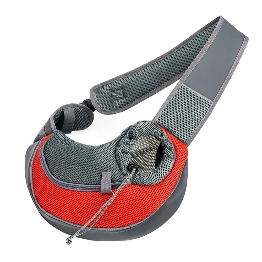 Pet Sling Carrier - Small Dog Cat Sling Pet Carrier Bag Safe Comfortable Adjustable Pouch Single Shoulder Carry Tote Handbag for Pets Upto 7Kgs 16 x 9 Inch (Red 16 x 9 Inch)