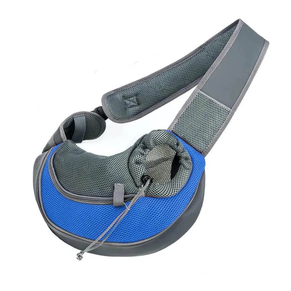 Pet Sling Carrier - Small Dog Cat Sling Pet Carrier Bag Safe Comfortable Adjustable Pouch Single Shoulder Carry Tote Handbag for Pets Upto 7Kgs 16 x 9 Inch (Blue 16 x 9 Inch)