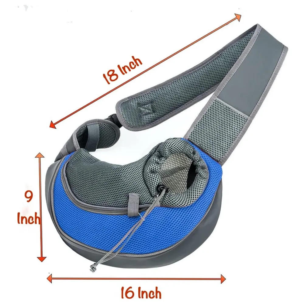 Pet Sling Carrier - Small Dog Cat Sling Pet Carrier Bag Safe Comfortable Adjustable Pouch Single Shoulder Carry Tote Handbag for Pets Upto 7Kgs 16 x 9 Inch (Blue 16 x 9 Inch)