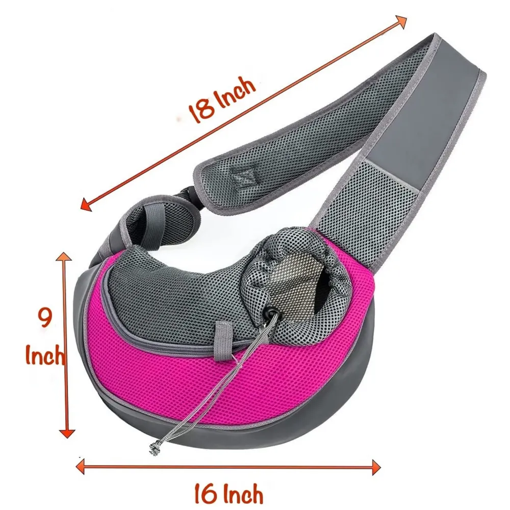 Pet Sling Carrier - Small Dog Cat Sling Pet Carrier Bag Safe Comfortable Adjustable Pouch Single Shoulder Carry Tote Handbag for Pets Upto 7Kgs 16 x 9 Inch (Pink 16 x 9 Inch) - 3