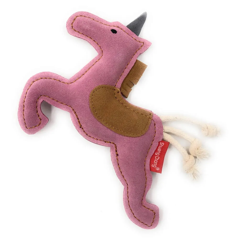 Toys for Dogs, Dog Chew Toy, Durable Puppy Squeaky Dog Toys, Durable Leather Material with Squeaker Inside 2 Squeakers Leather Dog Toys for Small and Medium Dogs (Unicorn) - 3