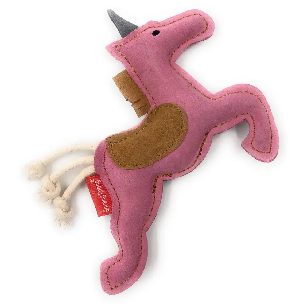 Toys for Dogs, Dog Chew Toy, Durable Puppy Squeaky Dog Toys, Durable Leather Material with Squeaker Inside 2 Squeakers Leather Dog Toys for Small and Medium Dogs (Unicorn) - 4