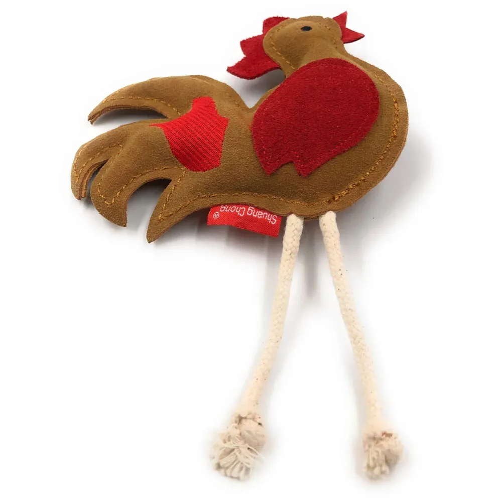Leather Chicken Toy with Squeaker for Dogs