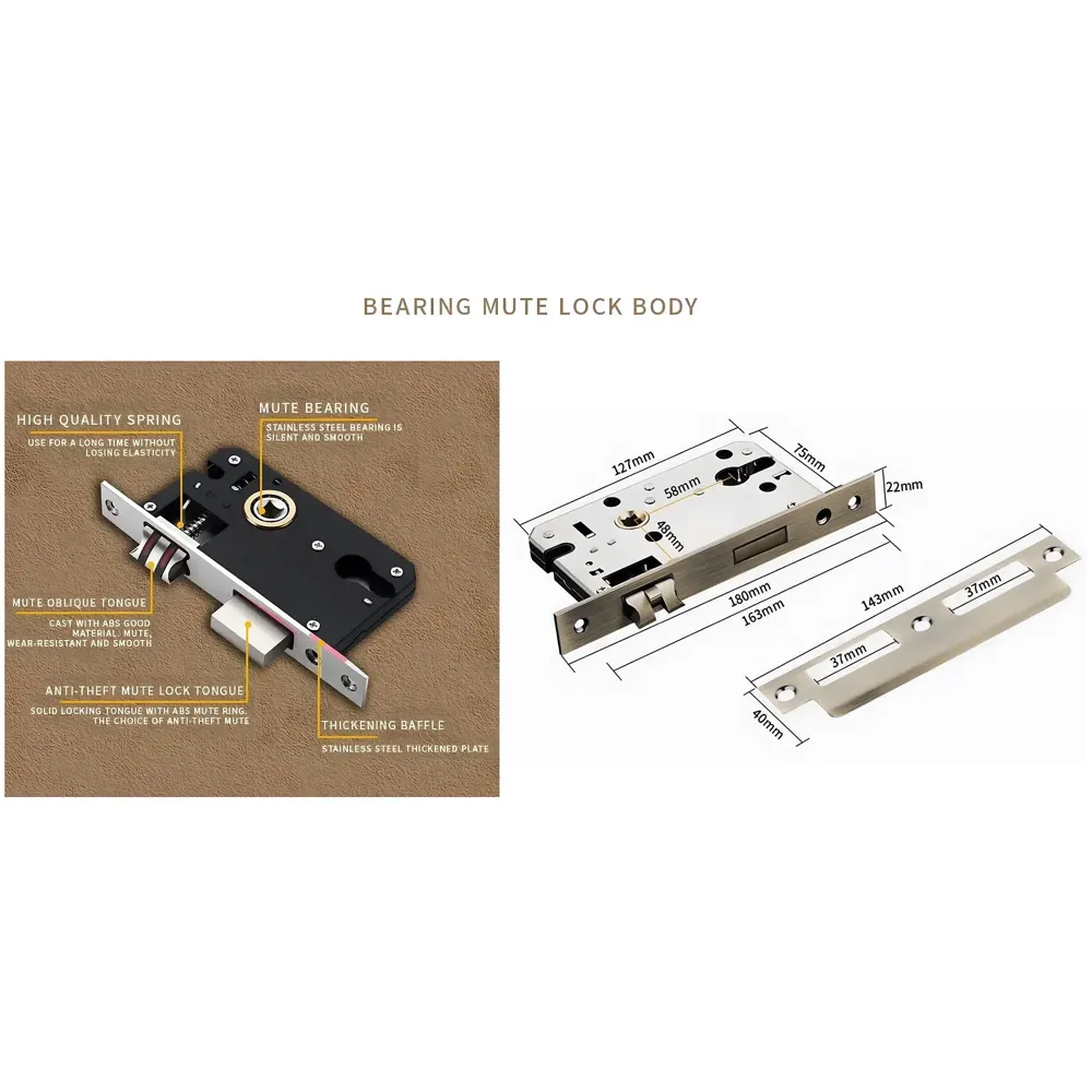 Black Gold Door Handle Set Mortise Lock for Bedroom, Living Room, Main Door Brass Lock Body and One Side Key 9 Inches 3 Keys Lock Set