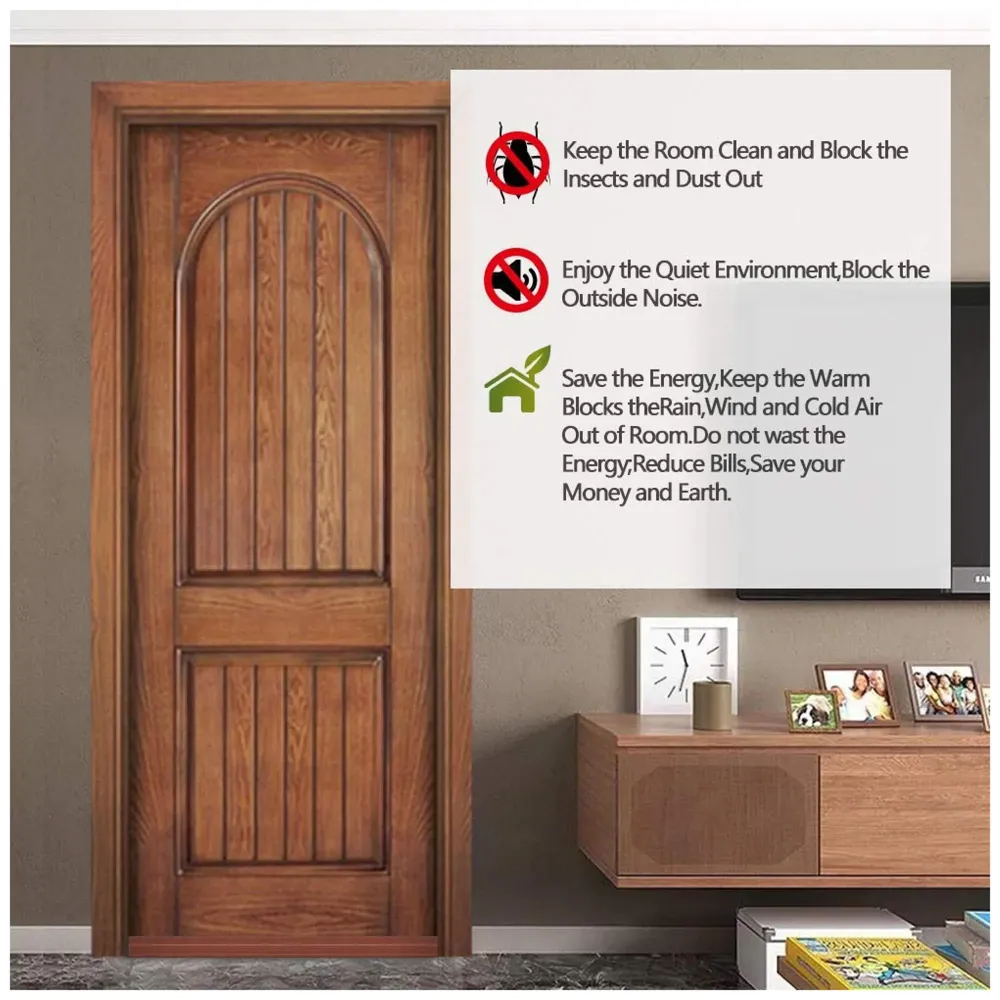 Flexible PVC Door Draft Guard ~ Door Sealer ~ Door Sealing Strip for Doors and Windows. with Adhesive Tape. Length – 90 cm. Width – 45mm (Brown) - 4