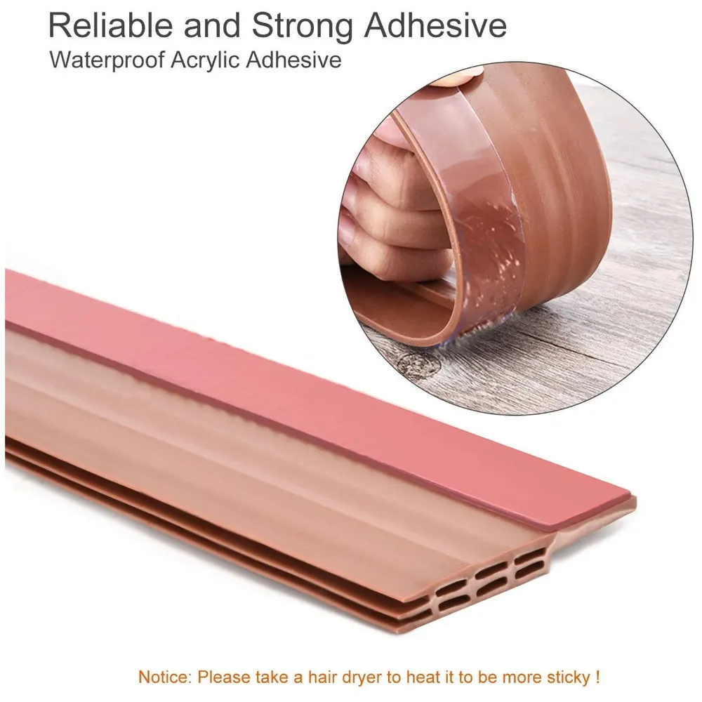 Flexible PVC Door Draft Guard ~ Door Sealer ~ Door Sealing Strip for Doors and Windows. with Adhesive Tape. Length – 90 cm. Width – 45mm (Brown)