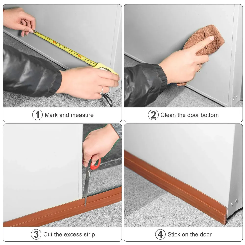 Flexible PVC Door Draft Guard ~ Door Sealer ~ Door Sealing Strip for Doors and Windows. with Adhesive Tape. Length – 90 cm. Width – 45mm (Brown)