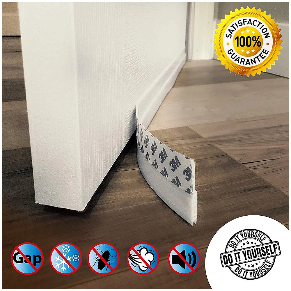 Flexible PVC Door Draft Guard ~ Door Sealer ~ Door Sealing Strip for Doors and Windows. with Adhesive Tape. Length – 90 cm. Width – 45mm Premium
