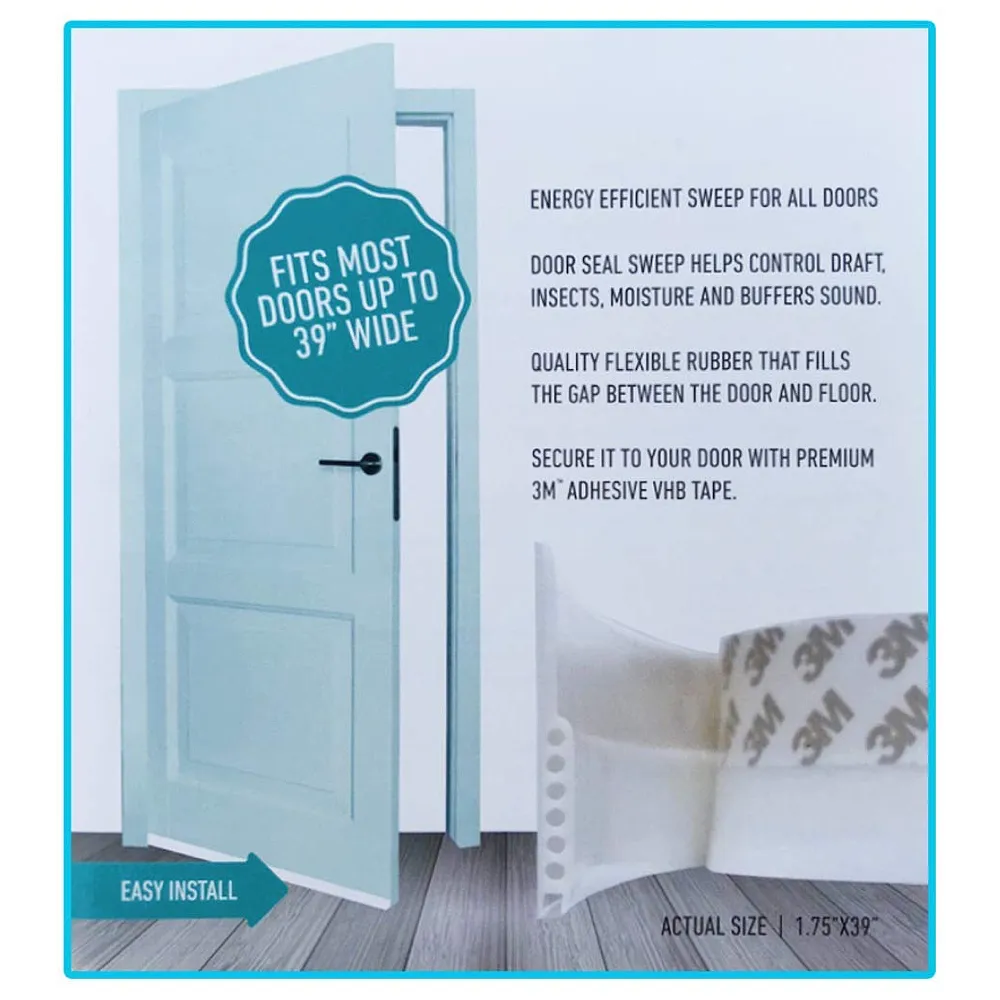 Flexible PVC Door Draft Guard ~ Door Sealer ~ Door Sealing Strip for Doors and Windows. with Adhesive Tape. Length – 90 cm. Width – 45mm Premium
