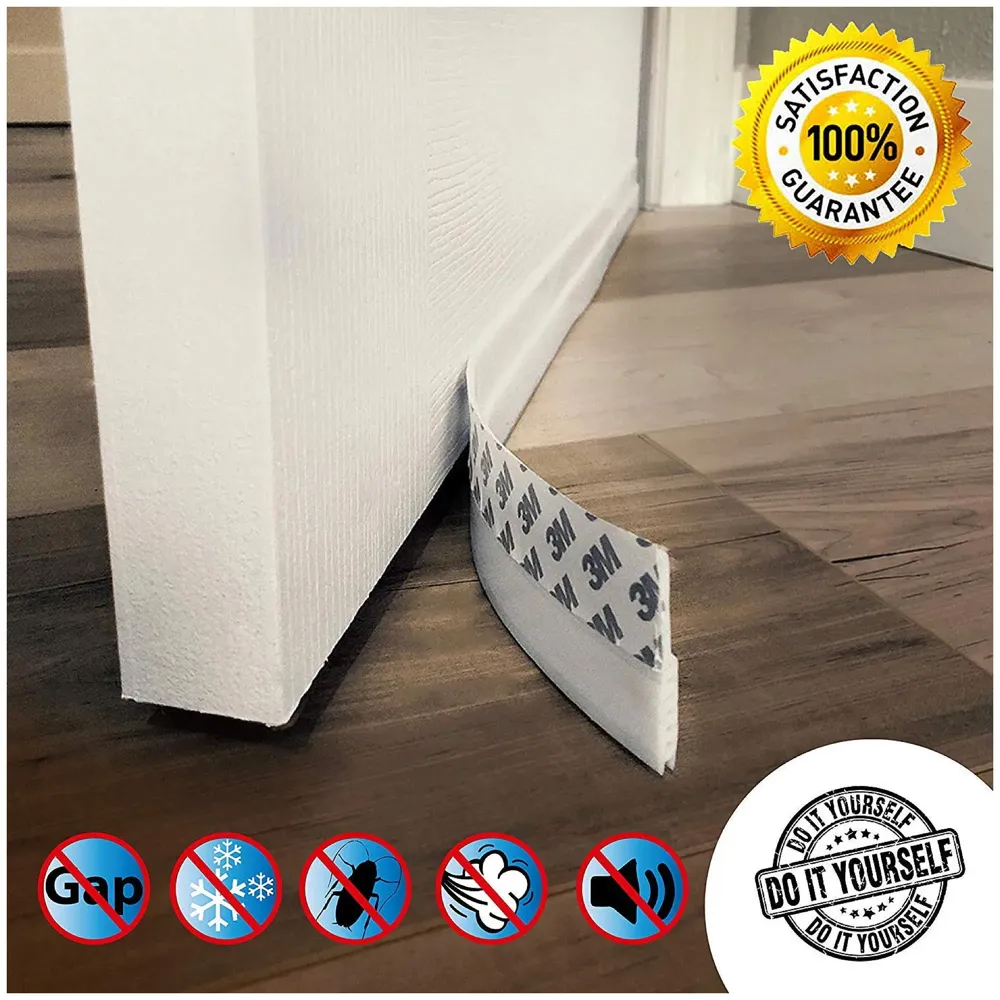 Flexible PVC Door Draft Guard with Adhesive Tape(Length 90cm, Width 45mm) (Brown Door)