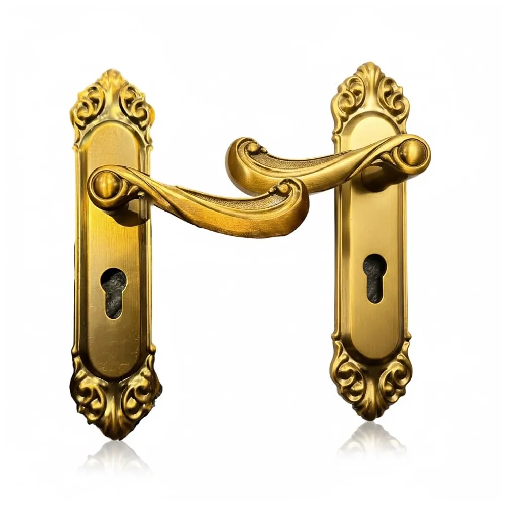Antique Mortise Door Handle Lock Set, Brass, 9 Inches, with One Side Key, 3 Keys, for Bedroom, Living Room, Main Door
