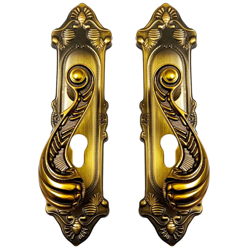 Antique Door Handle Set Mortise Lock for Bedroom, Living Room, Main Door Brass Lock Body and One Side Key 9 Inches 3 Keys Lock Set - 2