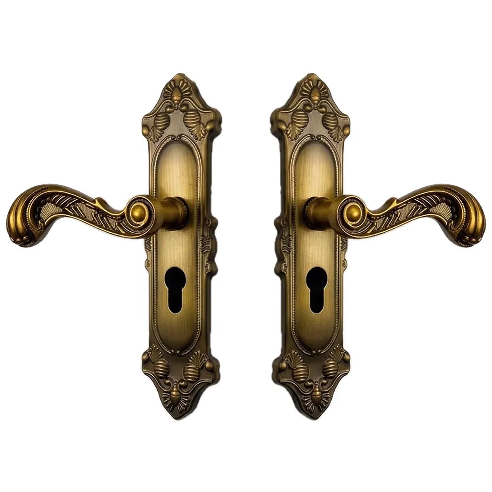 Antique Door Handle Set Mortise Lock for Bedroom, Living Room, Main Door Brass Lock Body and One Side Key 9 Inches 3 Keys Lock Set