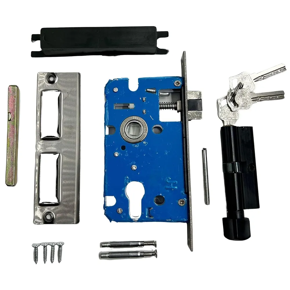 Black Gold Door Handle Set Mortise Lock for Bedroom, Living Room, Main Door Brass Lock Body and One Side Key 9 Inches 3 Keys Lock Set