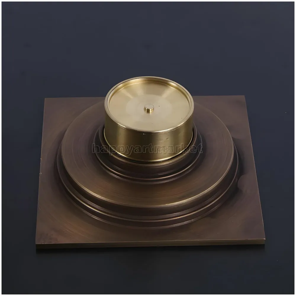 Antique Brown Floor Drain Jali 4 x 4 Inches Tile Insert Floor Drain, SS, Shower Drain Channel Tile Drain with Cockroach Trap Concealed Matt Brown