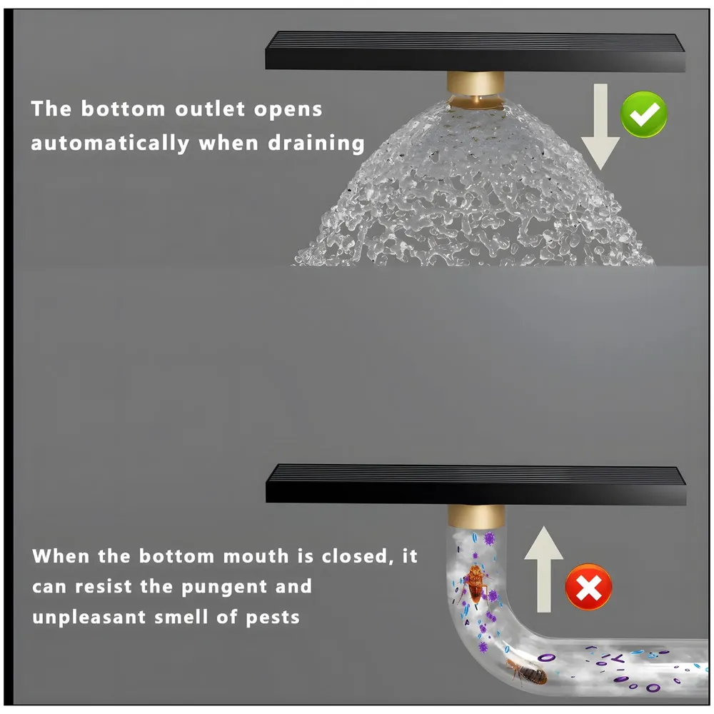 Black Floor Drain Jali 12 x 4 Inches Tile Insert Floor Drain, SS, Shower Drain Channel Tile Drain with Cockroach Trap Concealed Matt Black 30 cms