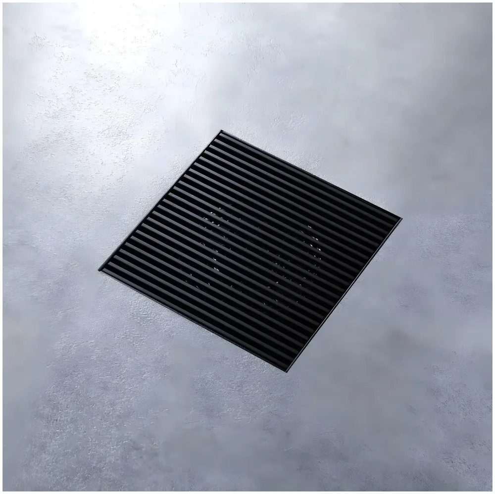 Black Floor Drain Jali 4 x 4 Inches Tile Insert Floor Drain, SS, Shower Drain Channel Tile Drain with Cockroach Trap Concealed Matt Black - 8