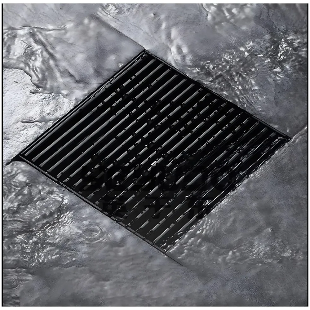 Black Floor Drain Jali 4 x 4 Inches Tile Insert Floor Drain, SS, Shower Drain Channel Tile Drain with Cockroach Trap Concealed Matt Black