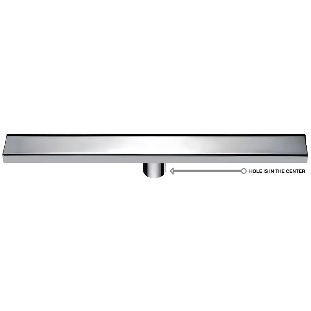 Silver Drain 24 x 4 Inches Tile Insert Floor Drain, 304 Stainless Steel Shower Drain Channel Waste Water Floor Drain for Concealed Tile Drain Channel Cockroach Trap 60 Cm (Center Hole)
