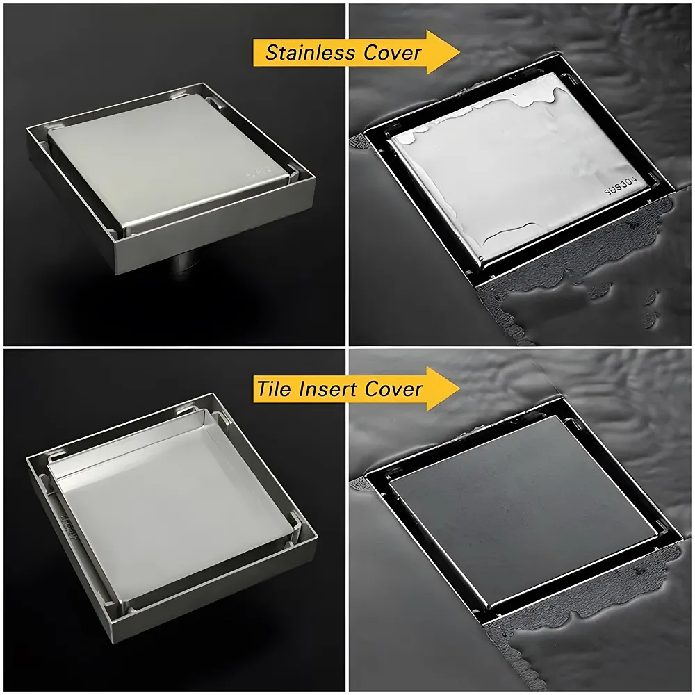 SS Bathroom Floor Drain Jali Anti Cockroach Tile Insert 6 Inch