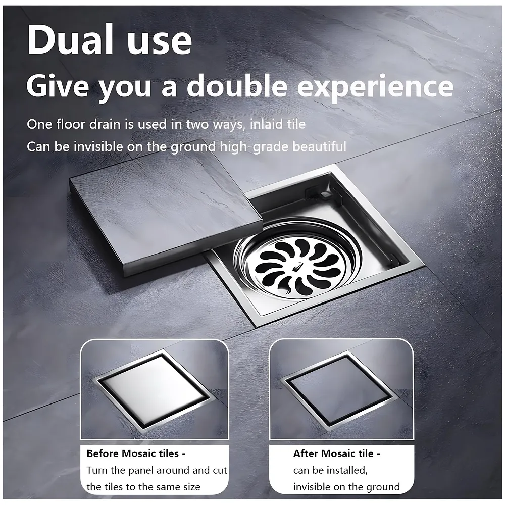 SS Bathroom Floor Drain Jali Anti Cockroach Tile Insert 6 Inch