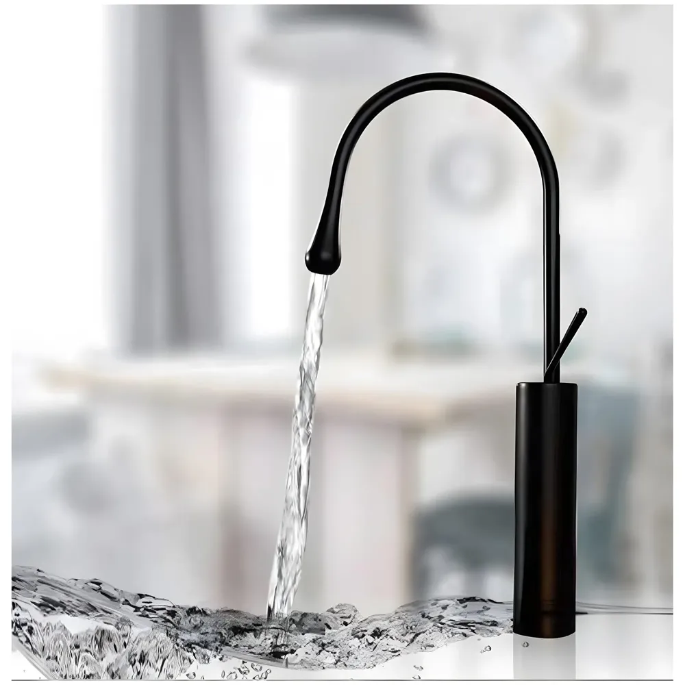 Black Drop Mixer Hot and Cold Basin Tap Faucet Sink Mixer Black Colour Tall Body for Basin Tap Faucet Bathroom Kitchen - 43 Cm Height