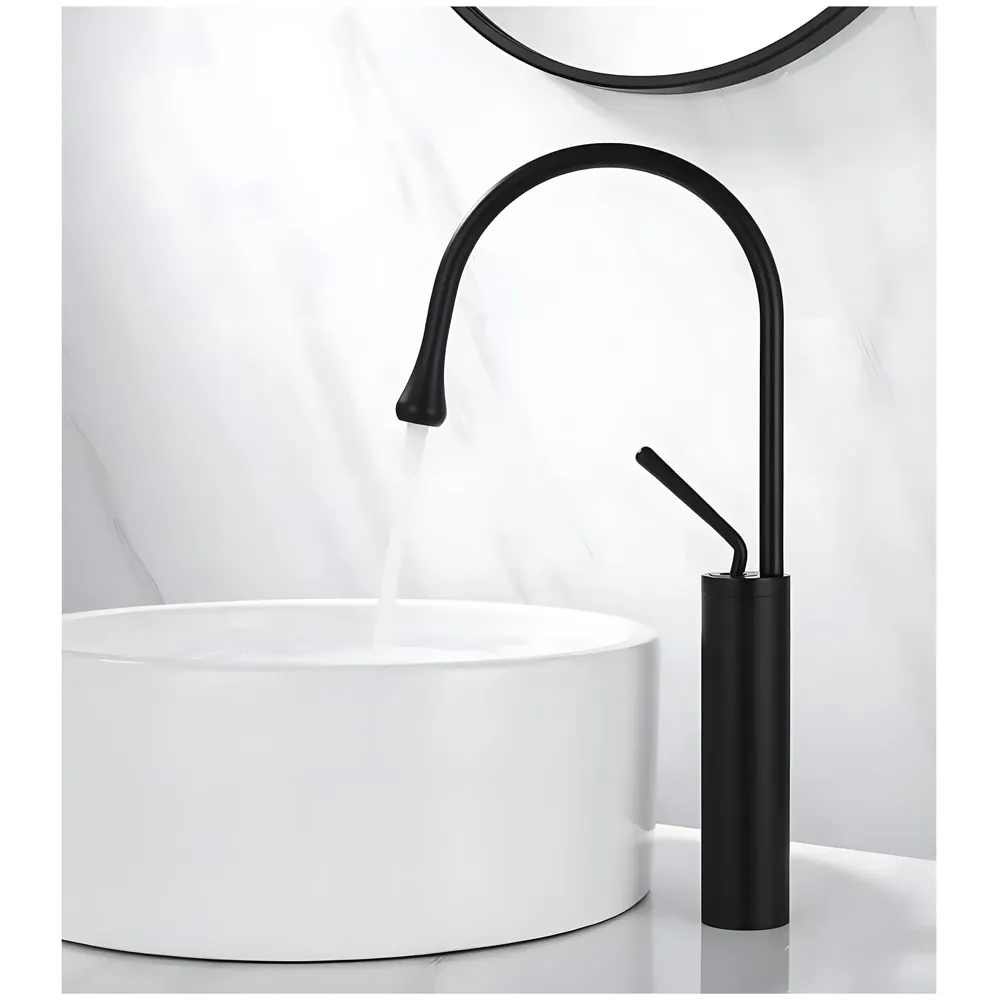 Black Drop Mixer Hot and Cold Basin Tap Faucet Sink Mixer Black Colour Tall Body for Basin Tap Faucet Bathroom Kitchen - 43 Cm Height