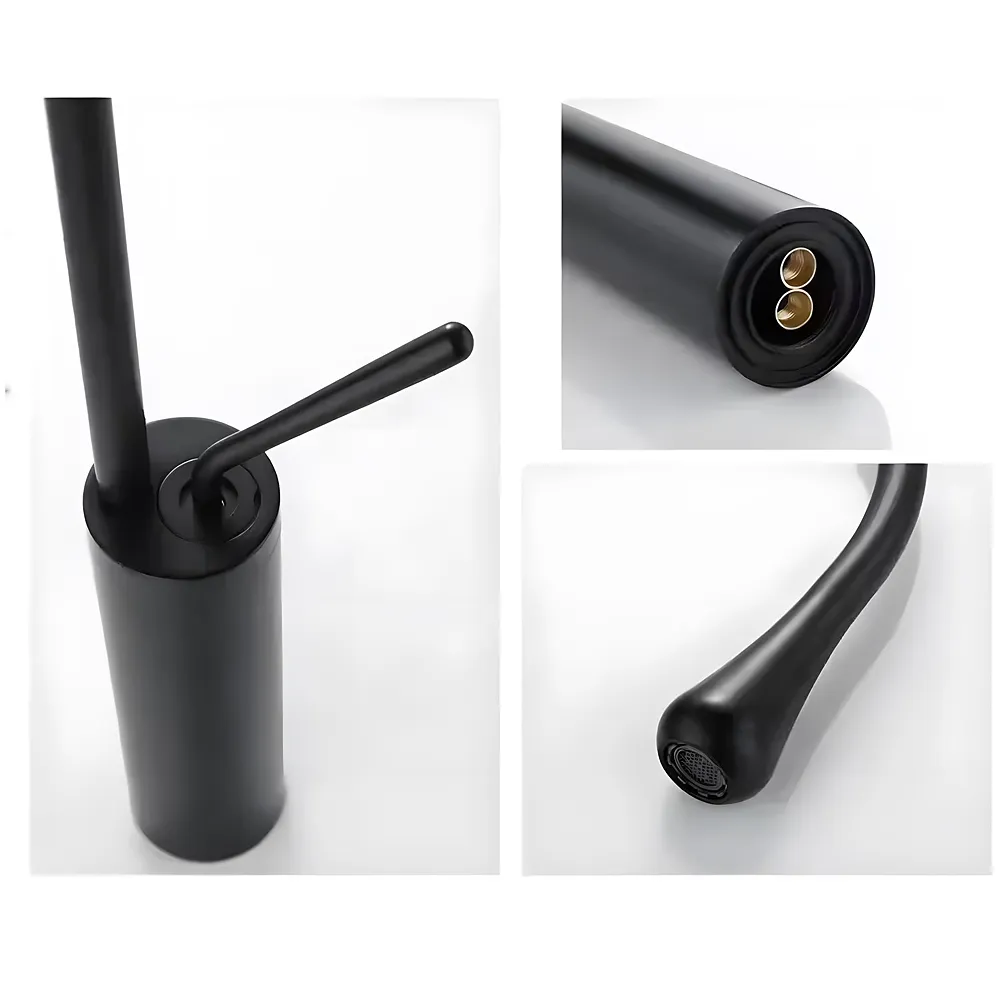 Black Drop Mixer Hot and Cold Basin Tap Faucet Sink Mixer Black Colour Tall Body for Basin Tap Faucet Bathroom Kitchen - 43 Cm Height Premium