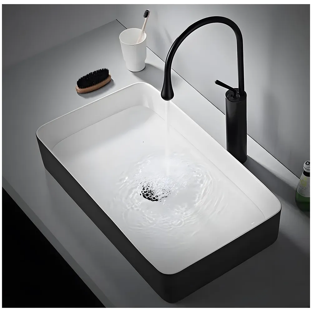 Black Drop Mixer Hot and Cold Basin Tap Faucet Sink Mixer Black Colour Tall Body for Basin Tap Faucet Bathroom Kitchen - 43 Cm Height Premium