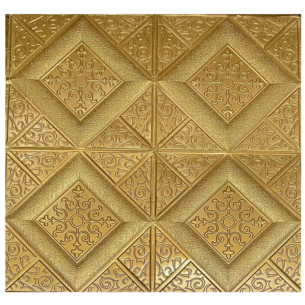 Bronze Brown Foam Wall Paper, 3D Wall Stickers Self-Adhesive Panel Decal PE Wallpaper - Peel and Stick Wall Panels 70 x 70 Cm