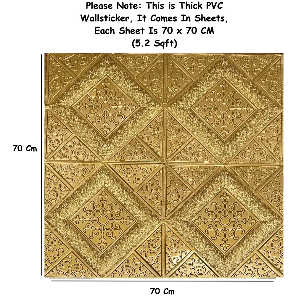 Bronze Brown Foam Wall Paper, 3D Wall Stickers Self-Adhesive Panel Decal PE Wallpaper - Peel and Stick Wall Panels 70 x 70 Cm