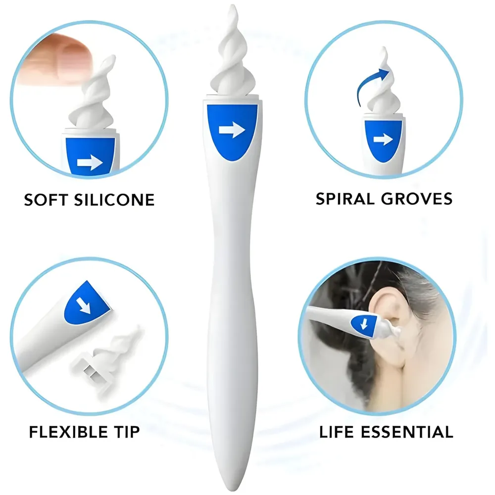 Ear Wax Removal Kit Tool, 16 Q-Grips Q tips Ear Wax Remover Reusable and Washable Replacement Soft Silicone Tips for Deep Cleaner Earwax, Ear Wax Removal Set - 2