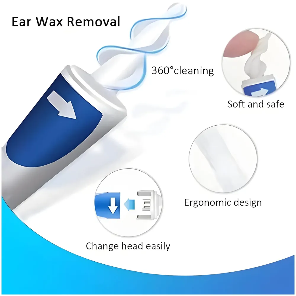 Ear Wax Removal Kit Tool, 16 Q-Grips Q tips Ear Wax Remover Reusable and Washable Replacement Soft Silicone Tips for Deep Cleaner Earwax, Ear Wax Removal Set - 9