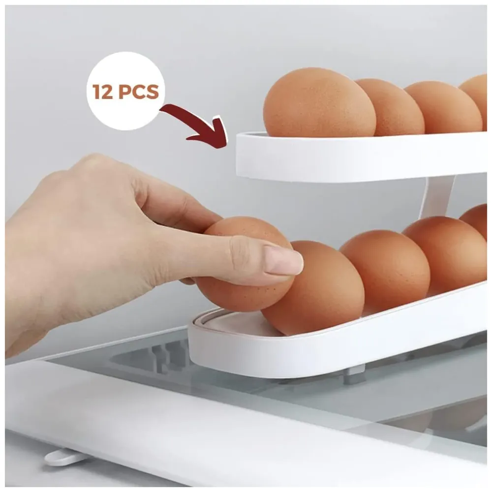 Egg Dispenser Rolling Eggs Dispenser and Organizer for Refrigerator Storage Space-Saving Home and Kitchen Automatic Egg Rack - 5