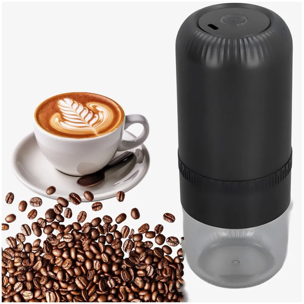 Auto Coffee Grinder Electric, Adjustable Coarseness, Portable & Multi-Purpose Coffee Grinder for Home, Office, Travel, Compact, USB-C, Black