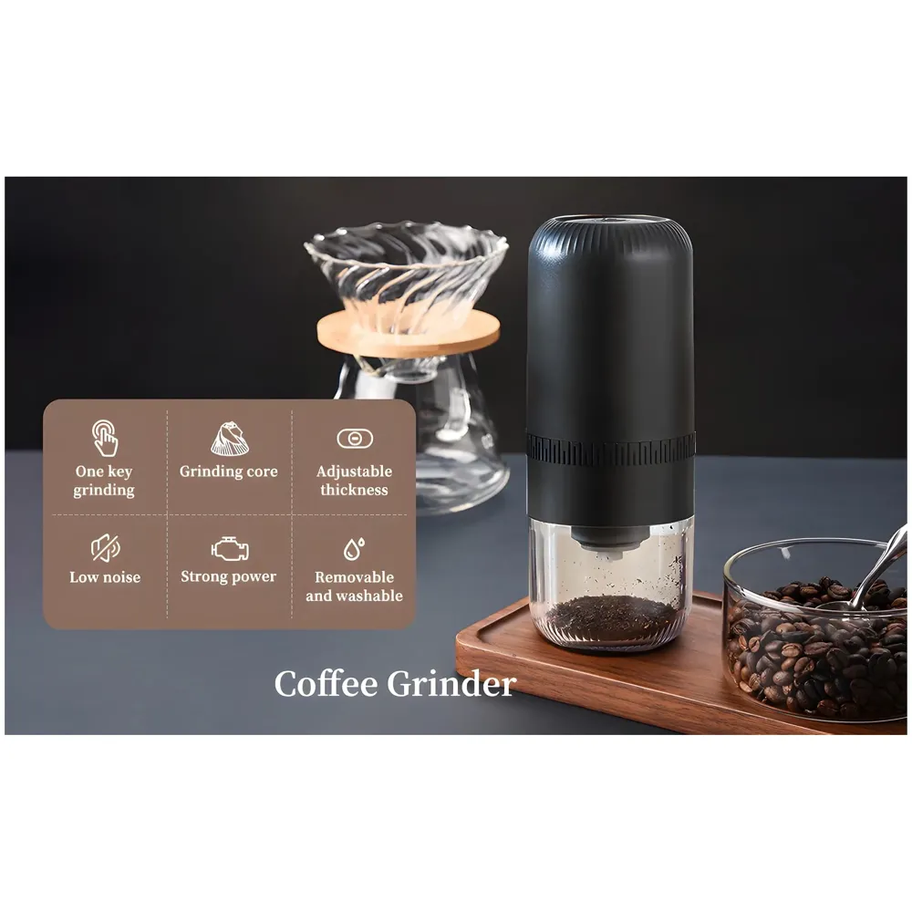Auto Coffee Grinder Electric, Adjustable Coarseness, Portable & Multi-Purpose Coffee Grinder for Home, Office, Travel, Compact, USB-C, Black - 5