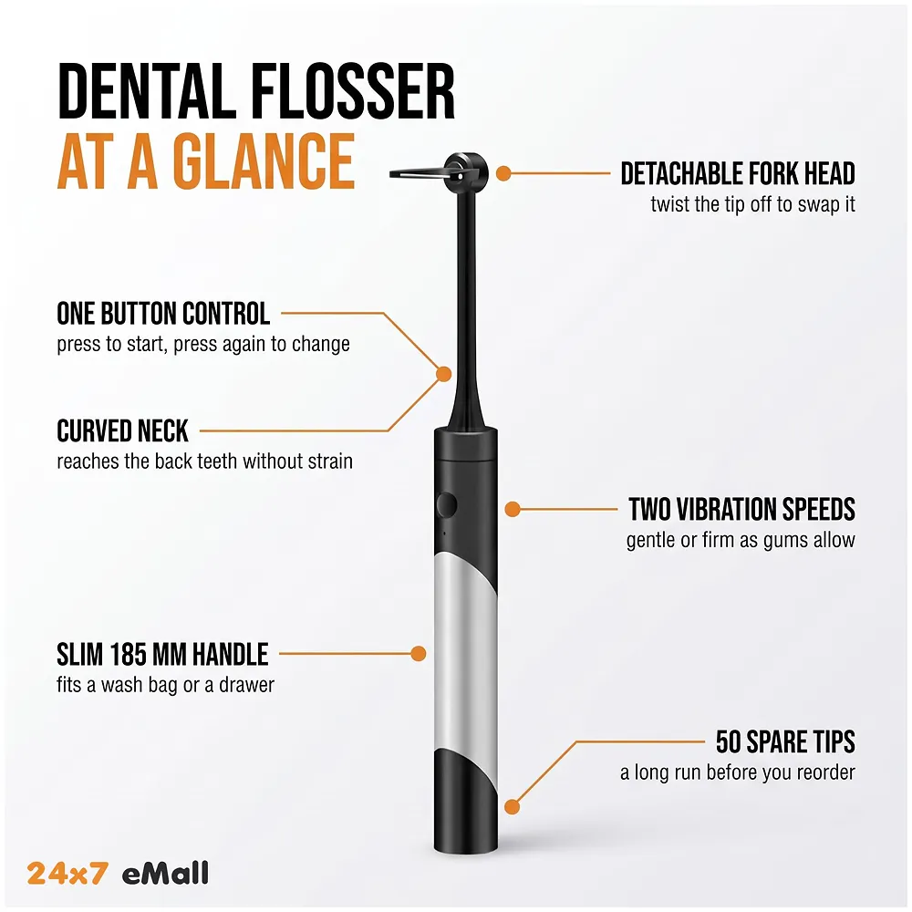 Electric Dental Flosser With 50 Replacement Tips Dental Set Automatic Flosser Portable Dental Oral Teeth Tooth Cleaner Oral Flosser