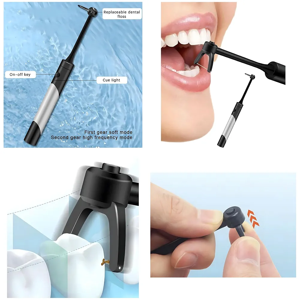 Electric Dental Flosser With 50 Replacement Tips Dental Set Automatic Flosser Portable Dental Oral Teeth Tooth Cleaner Oral Flosser