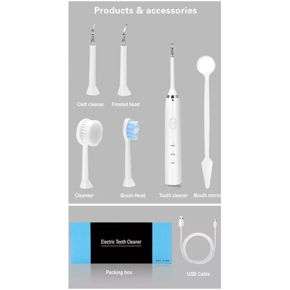5 in 1 Electric Toothbrush Set, Calculus Remover, Tooth Cleaner Kit, Oral Care, Plaque Remover, Tartar Dental Scaler, Stainless Steel