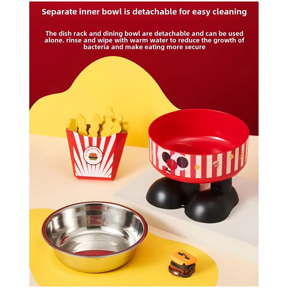 Elevated Pet Bowl with Cute Feet, Stainless Steel, 14 cm Diameter, 10.5 cm Height, Removable Bowl Washable for Big and Small Pets Dogs