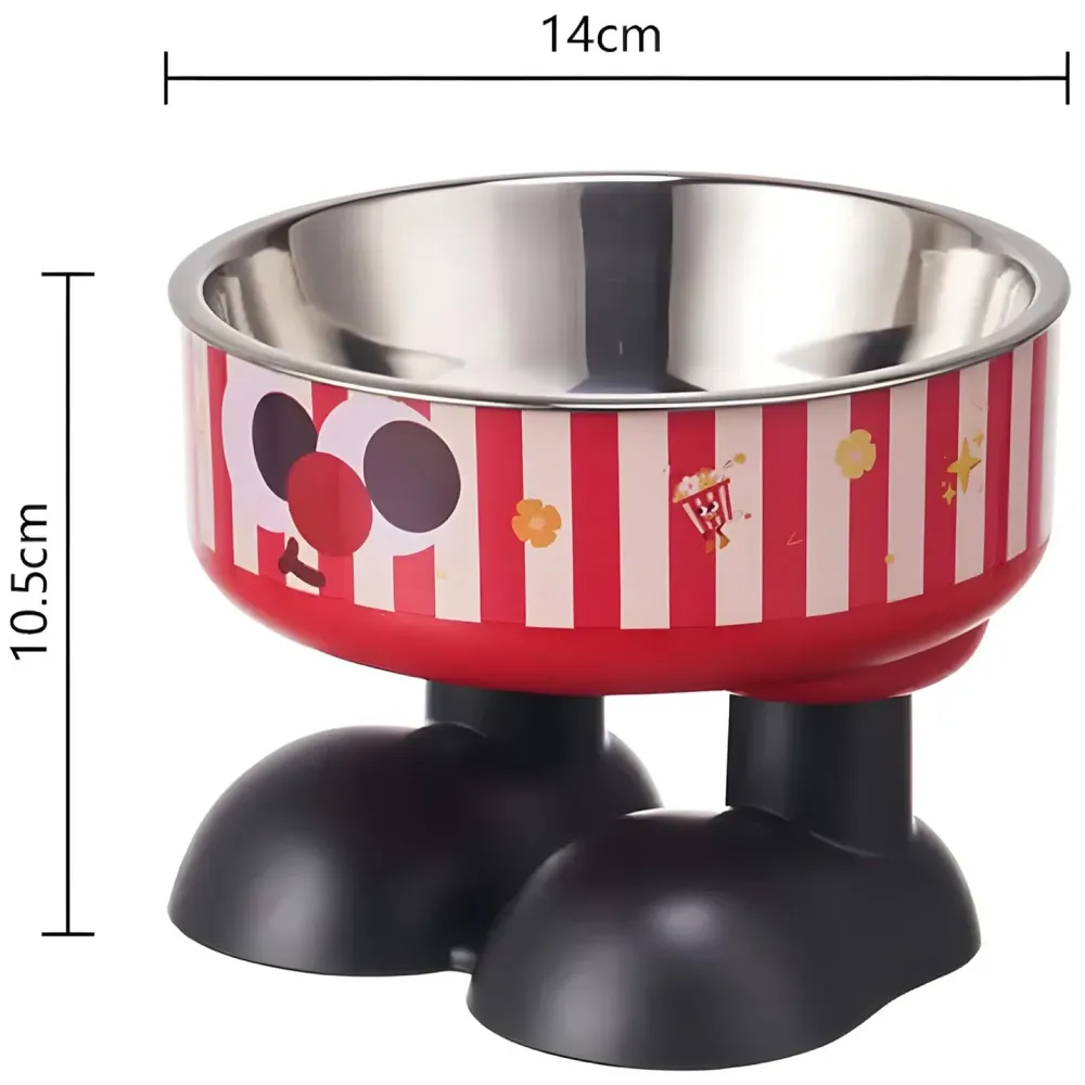 Elevated Pet Bowl with Cute Feet, Stainless Steel, 14 cm Diameter, 10.5 cm Height, Removable Bowl Washable for Big and Small Pets Dogs