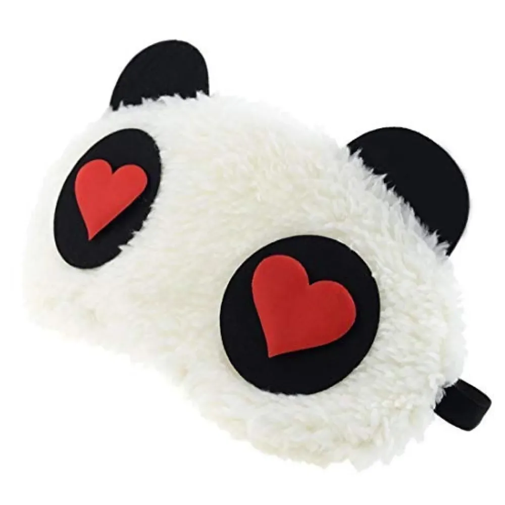 Fabric Heart Panda Sleep Mask (White)