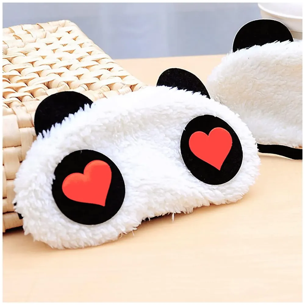 Fabric Heart Panda Sleep Mask (White) - 4