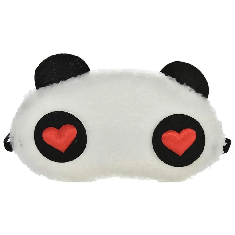Cotton Set Of 2 ~ Super Soft & Comfortable For Proper Sleep ~ Dreamy Eyes + Heart Panda Sleeping Eye Mask ~ Complete Black-Out Design - 3