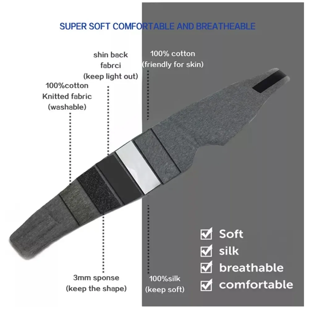 Cotton Sleep Mask Blackout Comfortable & Breathable Eye Mask for Sleeping Adjustable Blinder Blindfold Airplane Best Night Companion Eyeshade for Women Men Kid Grey - 2