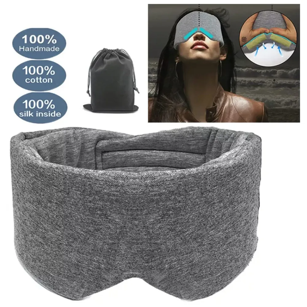 Cotton Sleep Mask Blackout Comfortable & Breathable Eye Mask for Sleeping Adjustable Blinder Blindfold Airplane Best Night Companion Eyeshade for Women Men Kid Grey - 4
